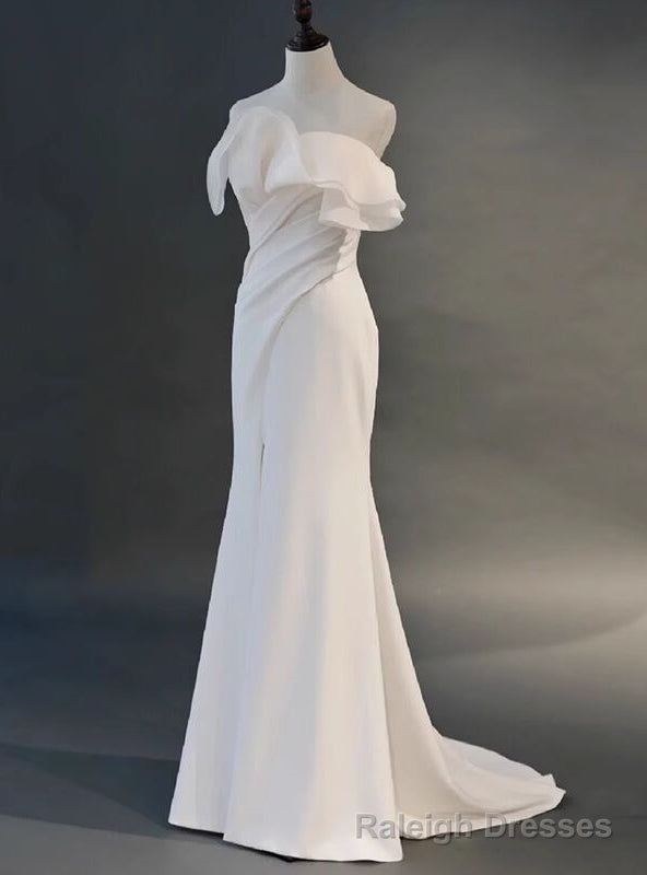 Ivory White Mermaid Off the Shoulder Pleats Wedding Dress