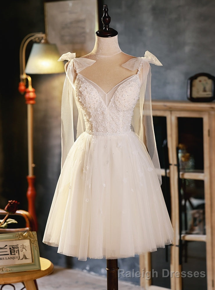 Ivory White Tulle Beading Homecoming Dress Main image