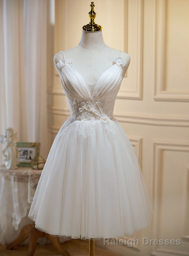 Ivory White Tulle Lace Homecoming Dress Main image