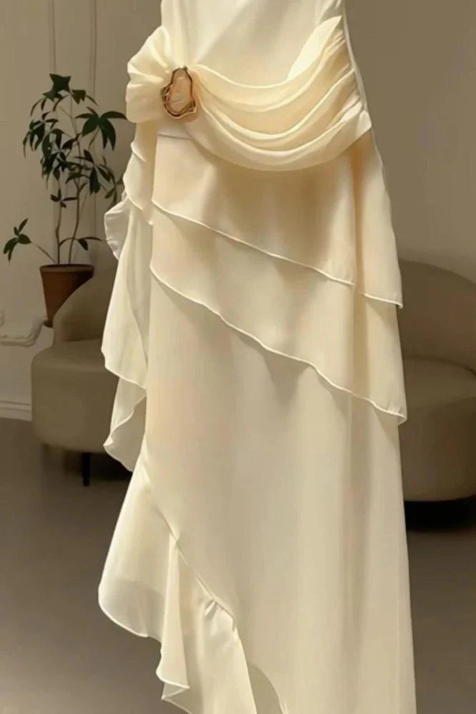 Ivory White Vintage Spaghetti Strap Long Chiffon Prom Dresses Prom Dresses Prom Dresses
