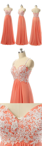 Junior Pretty Spaghetti Strap Empire Waist Sweetheart A-Line Appliques Long Floor Length Bridesmaid Dress