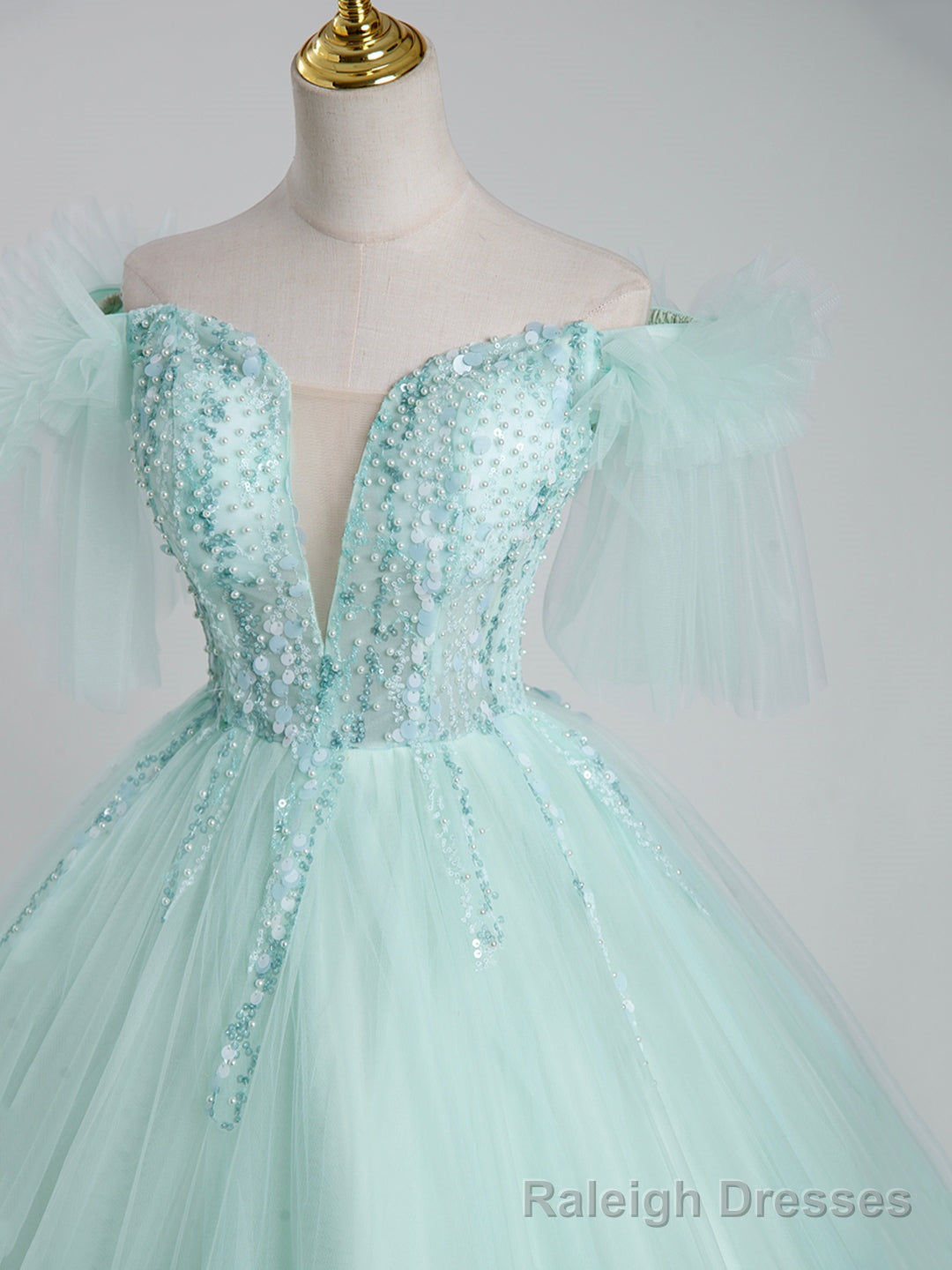 Beautiful Tulle Sequins Long Ball Gown, A-Line Tulle Sweet 16 Dress