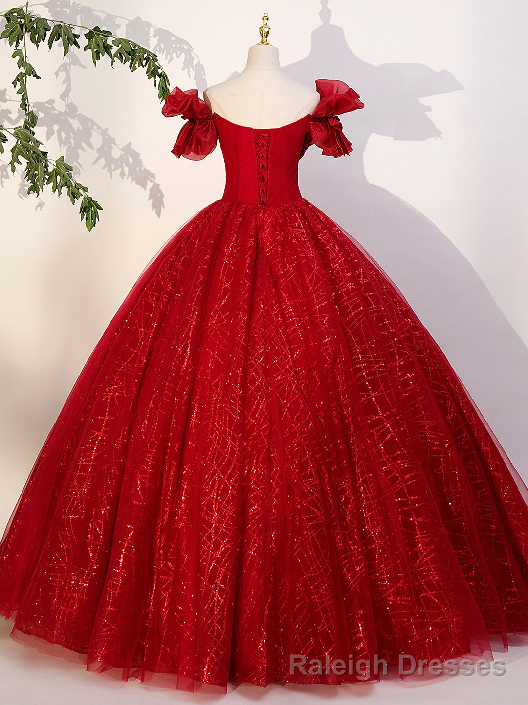 Red Tulle Long A-Line Ball Gown, Red Off Shoulder Formal Dress Secondary image