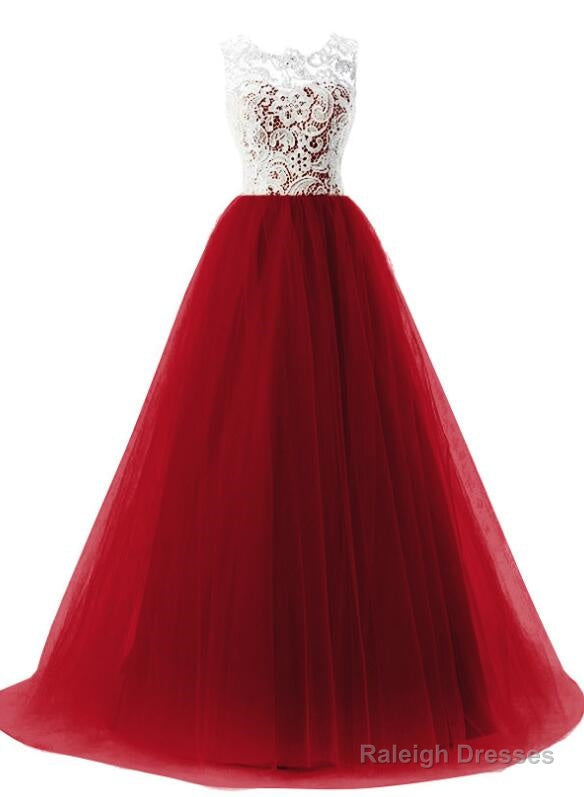 Lace And Tulle Elegant Prom Gown Beautiful A-Line Prom Dresses