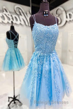 Lace Applique A Line Homecoming Dresses Short Prom Dresses Semi Prom Dress