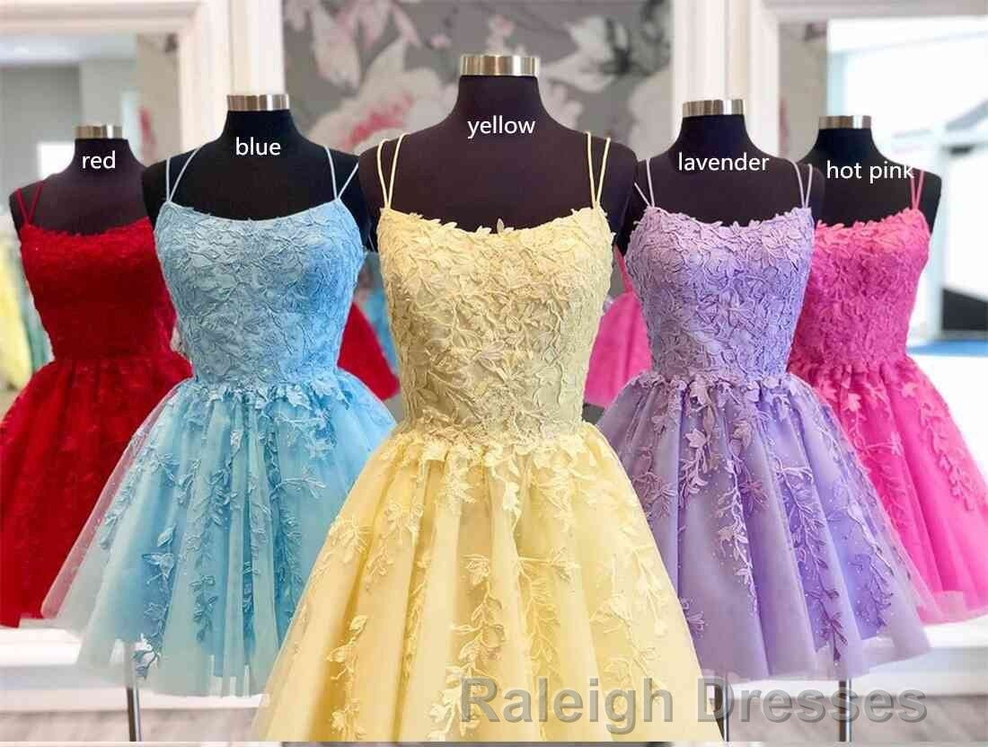 Lace Applique A-line Homecoming Dress Short Prom Dress,Semi Formal Dresses