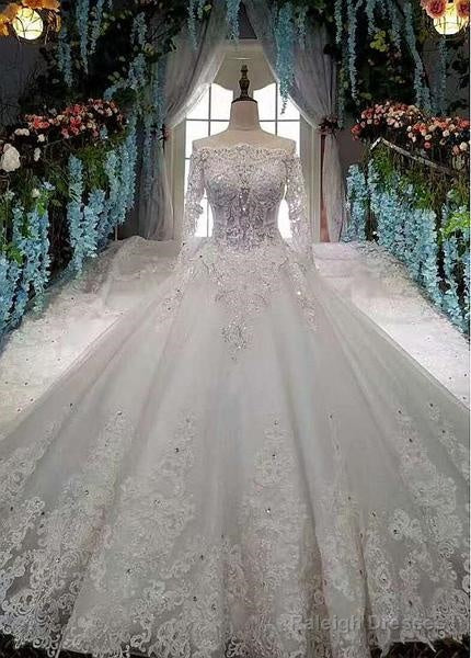 Lace Appliques & Beadings Tulle Bateau A-Line Wedding Dresses Secondary image