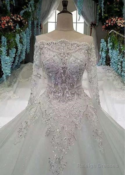 Lace Appliques & Beadings Tulle Bateau A-Line Wedding Dresses