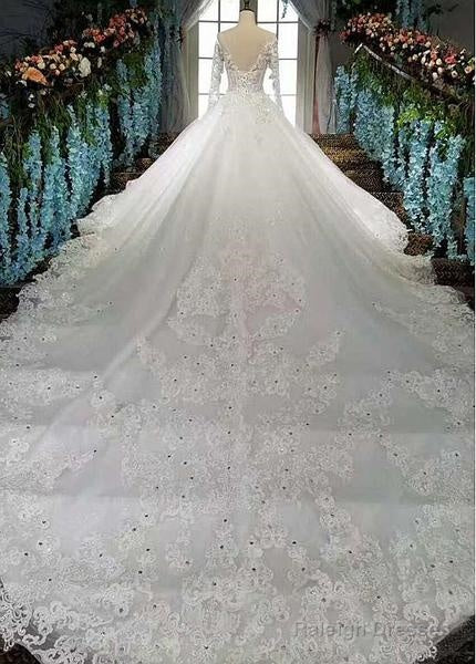 Lace Appliques & Beadings Tulle Bateau A-Line Wedding Dresses Main image