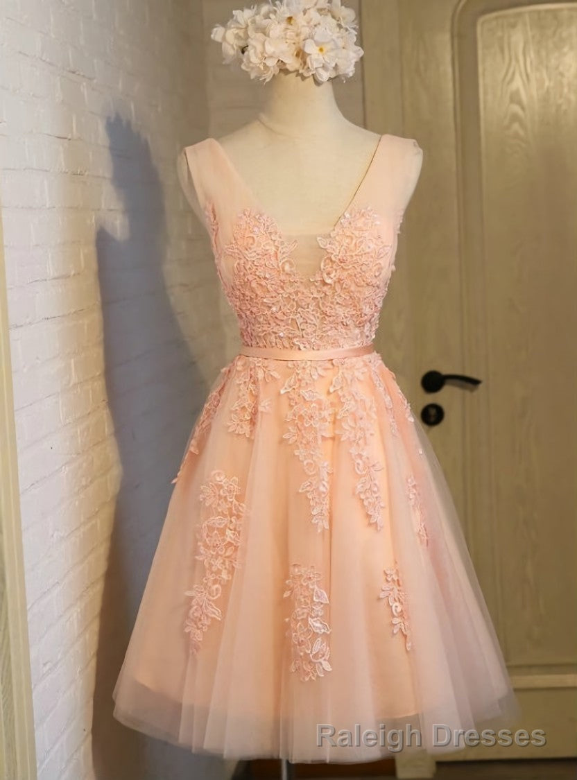 lace appliques bridesmaid dress coral bridesmaid dress Main image