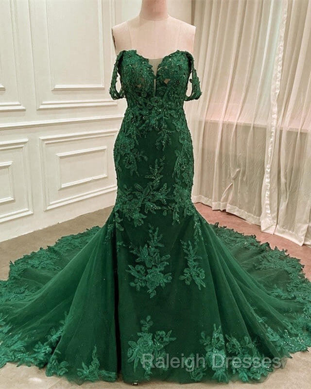 Lace Appliques Prom Dresses Mermaid Off Shoulder Secondary image