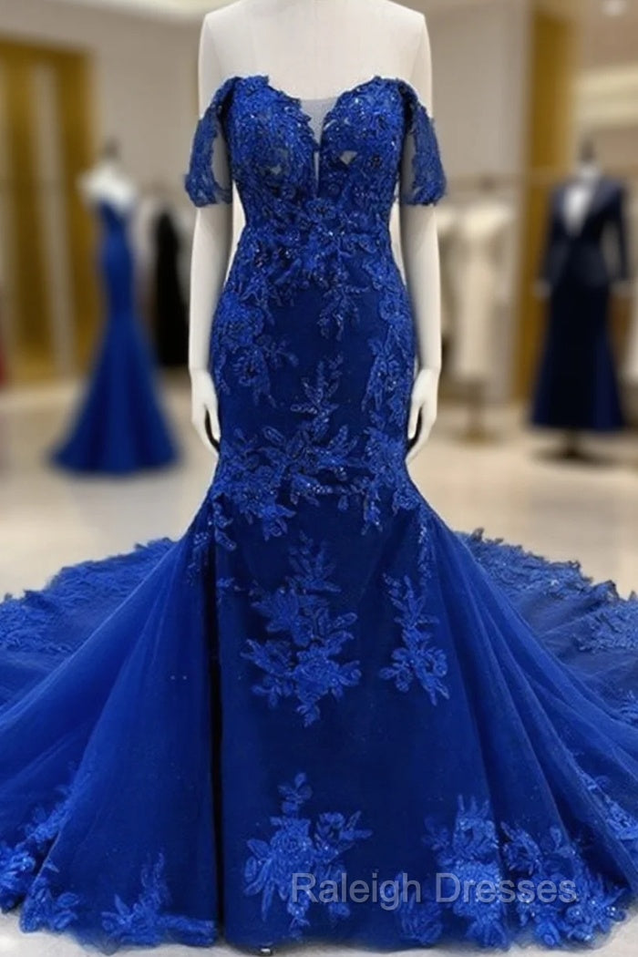 Lace Appliques Prom Dresses Mermaid Off Shoulder Main image