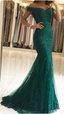 Lace Beaded Tulle Maxi Prom Dresses Off The Shoulder Mermaid Prom Dresses