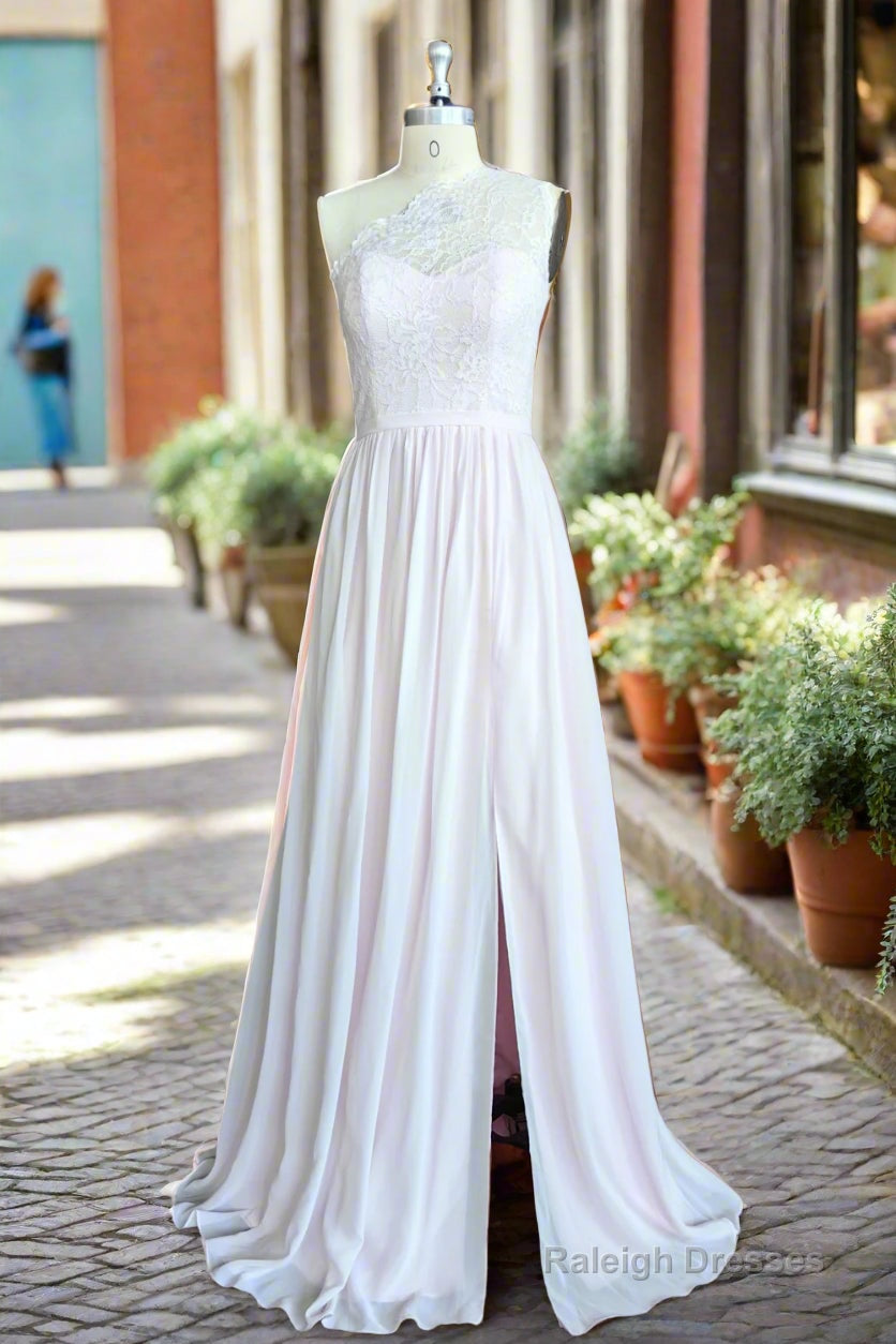 Lace/Chiffon One Shoulder Floor Length Bridesmaid Dresses Secondary image