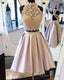 Lace Crop Satin Skirt Two Piece Homecoming Dresses
