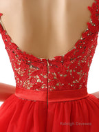 Lace Cute Red Short Homecoming Dresses