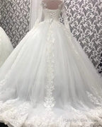 Lace Embroidery Ball Gown Wedding Dress Long Sleeves