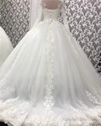 Lace Embroidery Ball Gowns Wedding Dresses Long Sleeves