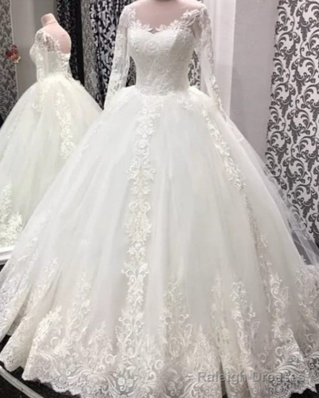 Lace Embroidery Ball Gowns Wedding Dresses Long Sleeves