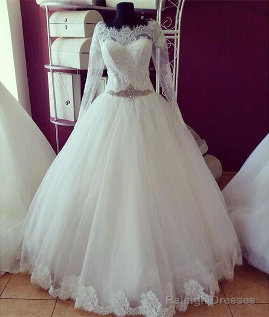 Lace Long Sleeves Vintage Wedding Dresses Princess