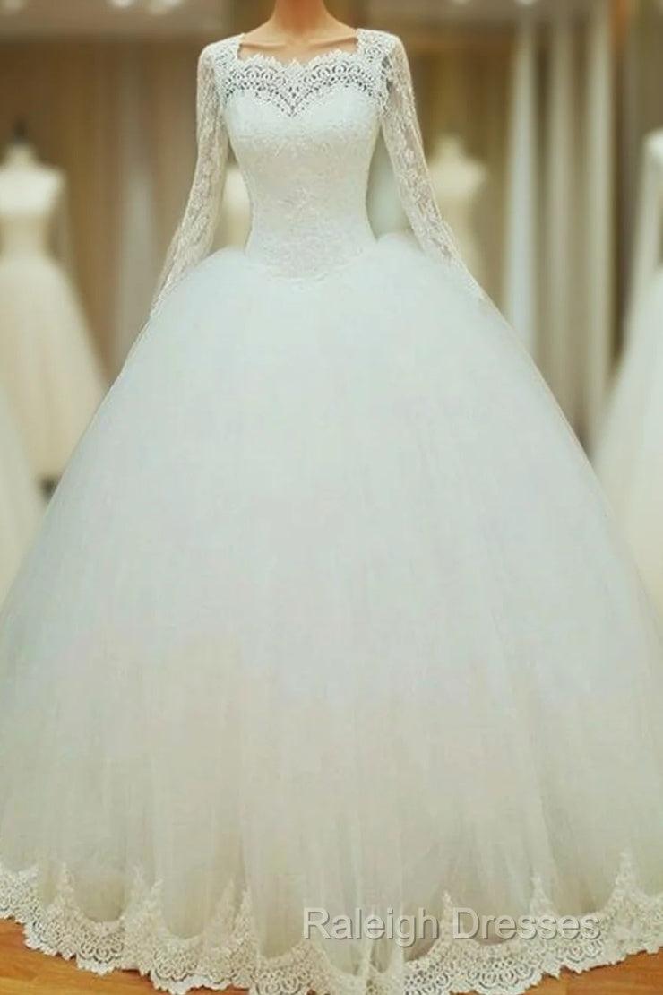 Lace Long Sleeves Wedding Dresses Ball Gowns