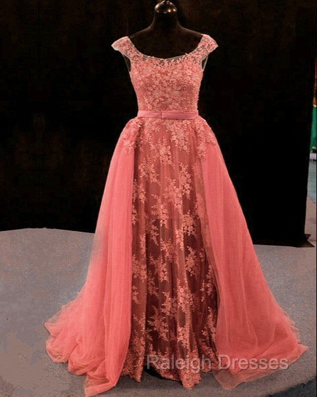 Lace Mermaid Prom Dresses Spaghetti Straps Removable Train Secondary image