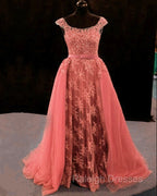 Lace Mermaid Prom Dresses Spaghetti Straps Removable Train