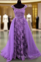 Lace Mermaid Prom Dresses Spaghetti Straps Removable Train