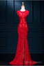 Lace Mermaid Slit Wedding Prom Dress, Charming Formal Gowns