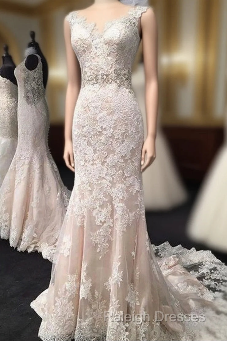 Lace Mermaid Wedding Dress Sleeveless With Open Back Main image