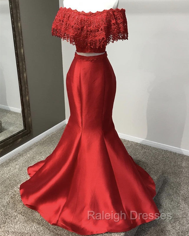 Lace Off Shoulder Mermaid Two Piece Prom Dresses Secondary image