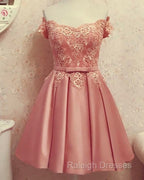 Lace Off Shoulder Satin Homecoming Dress Bow Sashes