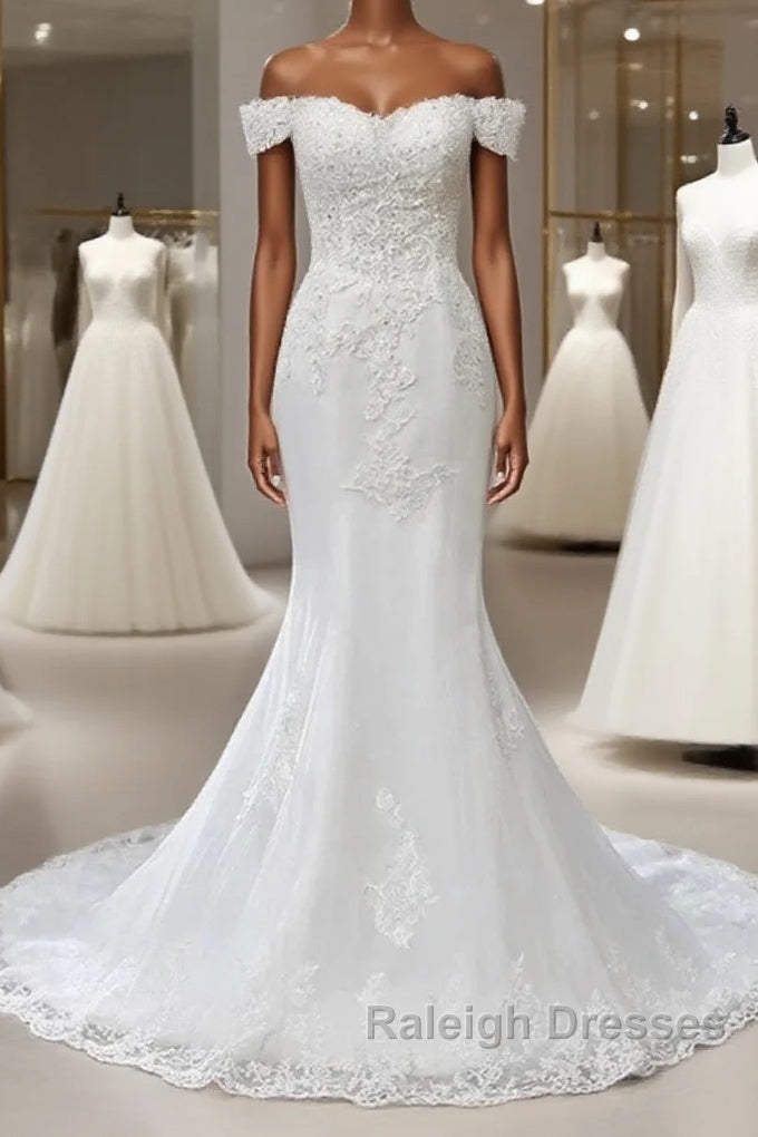 Lace Off-The-Shoulder Mermaid Wedding Dress Main image