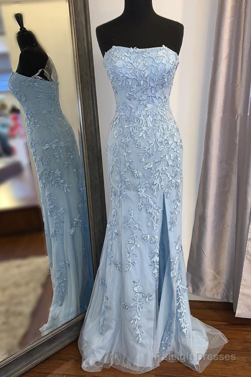 Lace Prom Dress Long With Slit, Evening Dress, Formal Dress, Dance Dresses Main image