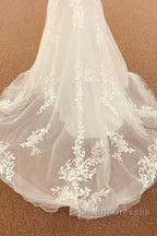 Lace Straps Backless Trumpet Long Wedding Dress