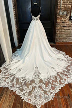 Lace Sweetheart Backless A-Line Wedding Dress
