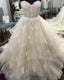 Lace Sweetheart Beaded Sashes Ruffles Tulle Ball Gown Wedding Dress