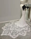 Lace Train Mermaid Wedding Dress V Neck Open Back