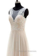 Lace Tulle A Line Floor Length Wedding Dresses
