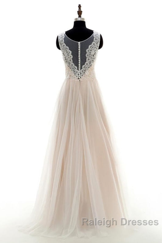 Lace Tulle A Line Floor Length Wedding Dresses Secondary image