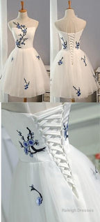 Lace Up Tulle Short Homecoming Dresses Elegant White Homecoming Dresses Cheap Prom Dresses