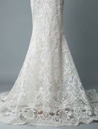Lace Wedding Dresses Mermaid Sweetheart Strapless Sleeveless Floor Length With Train Bridal Dress