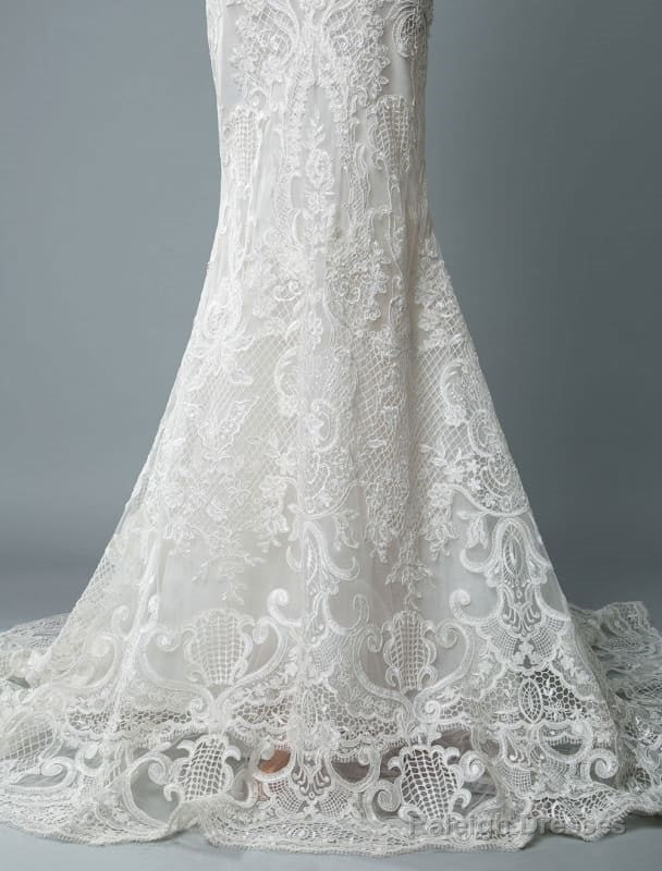 Lace Wedding Dresses Mermaid Sweetheart Strapless Sleeveless Floor Length With Train Bridal Dress