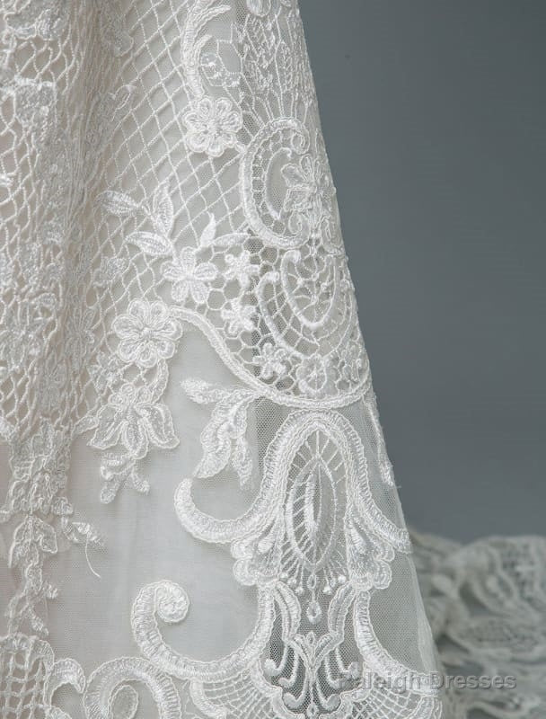 Lace Wedding Dresses Mermaid Sweetheart Strapless Sleeveless Floor Length With Train Bridal Dress