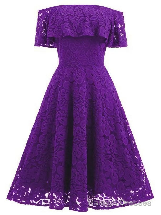 Lace Womens Off-The-Shoulder Sleeveless Lace homecoming Dress Main image