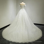 Large Tail Diamond Wedding Short Sleeved Lace High-End Wedding Band
