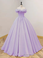 Lavender A-Line Off Shoulder Long Prom Dresses Purple Dress