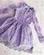 Lavender Long Sleeve Lace Homecoming Dresses