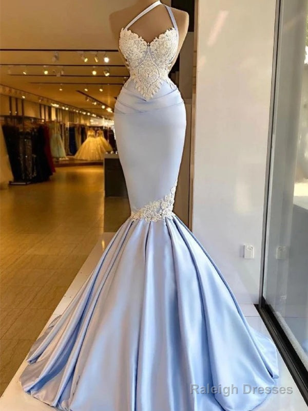 Lavender Long Sleeveless Lace Mermaid Prom Dresses