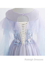 Lavender Off Shoulder Flower Lace Long Prom Dress, A Line Purple Prom Dress Formal Dress